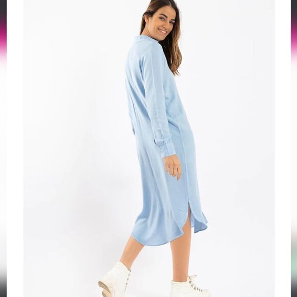 Take 50% OFF- Carina Curved Hem Shirt Dress, Size-XL - Picture 1 of 13